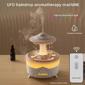 Humidificador de aire con forma de gota de lluvia y difusor de aceites esenciales de 350 ml con lámpara LED de 7 colores