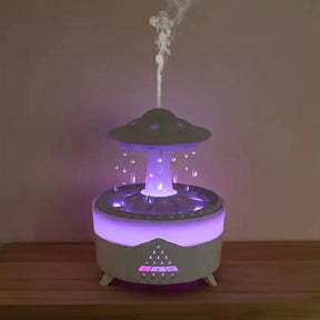 Humidificador de aire con forma de gota de lluvia y difusor de aceites esenciales de 350 ml con lámpara LED de 7 colores